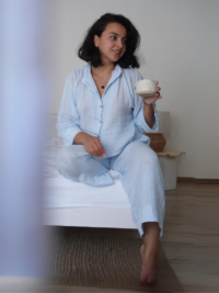 Pijama din muselina organica Blue Embrace