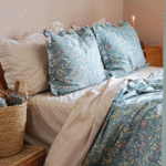 Heritage Bloom - Lenjerie de pat 6 piese din bumbac natural, cu print floral și dungi fine crem