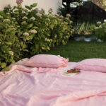 Lenjerie de pat din muselină organică roz, 4 piese | Blush Haven