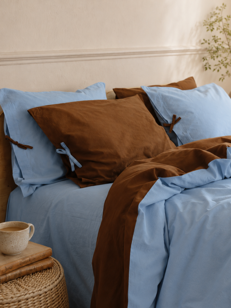 detalii lenjerie de pat din bumbac prespălat Cotton Therapy