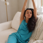 Turquoise Grace | Pijama damă din satin de bumbac turcoaz, cu inserții din dantelă